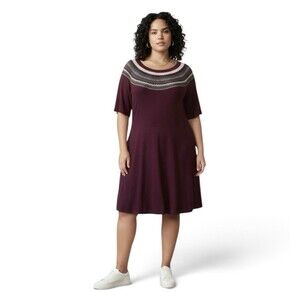 NWT Torrid Burgundy Fair Isle Intarsia Sweater Dress Womens Plus Size 6X /30 NEW